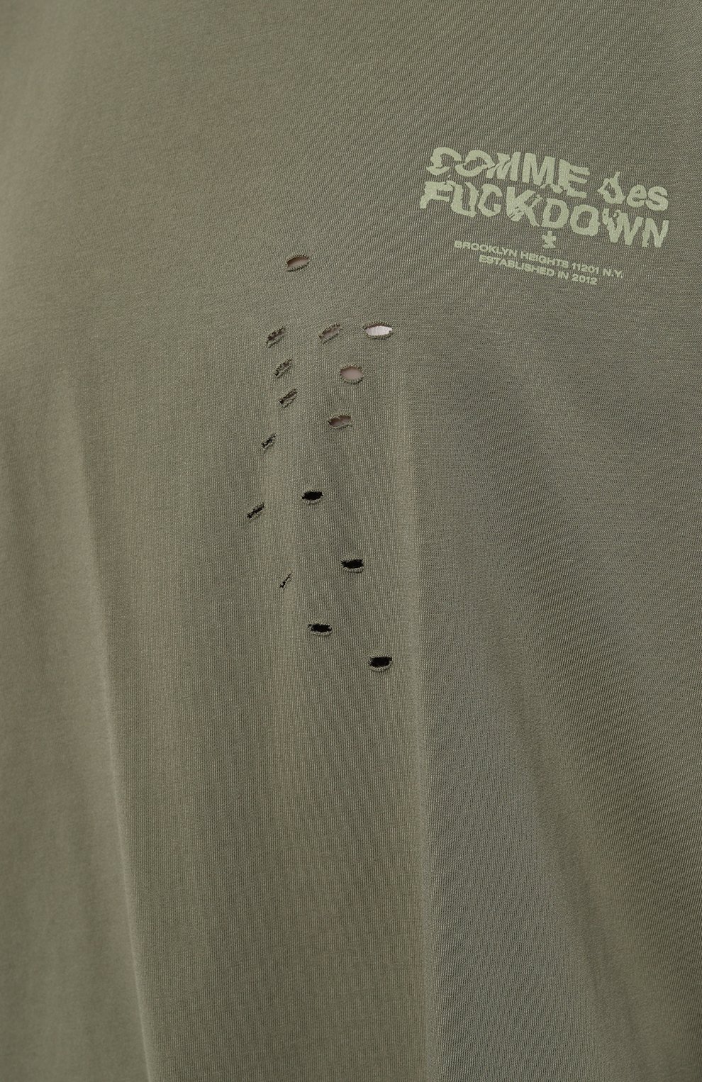 Хлопковая футболка COMME DES FUCKDOWN зеленого цвета по цене 8755 руб., арт. CFABW01186, фото 5 Хлопковая футболка COMME DES FUCKDOWN, арт. CFABW01186, фото 5