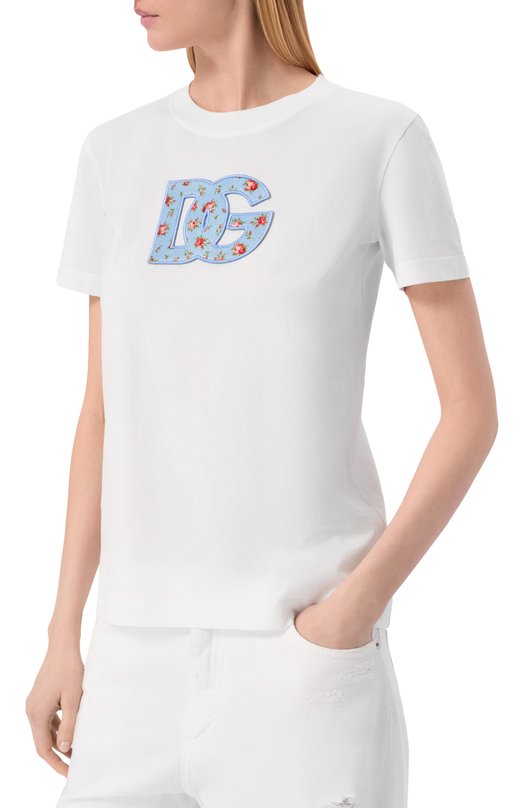 Хлопковая футболка Dolce & Gabbana F8V42Z/GDDLX Белый  F8V42Z/GDDLX Фото 3