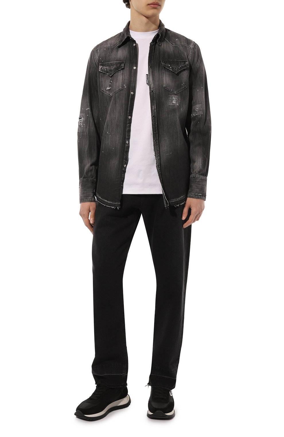 Джинсовая рубашка DSQUARED2 черного цвета по цене 61750 руб., арт. S71DM0620/S30826, фото 2 Джинсовая рубашка DSQUARED2, арт. S71DM0620/S30826, фото 2