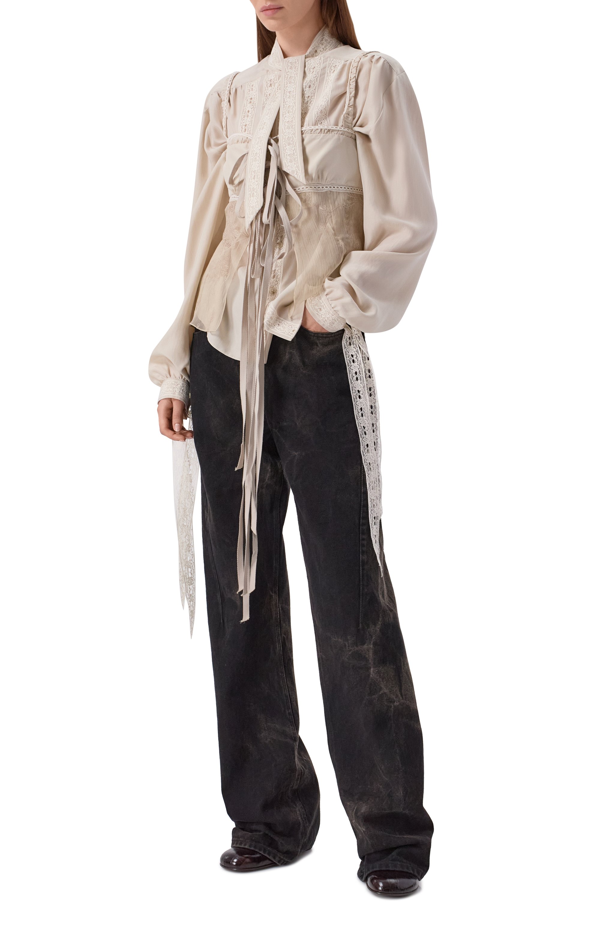 Топ из шелка и хлопка ANN DEMEULEMEESTER, арт. B0014022/FA735, фото 2