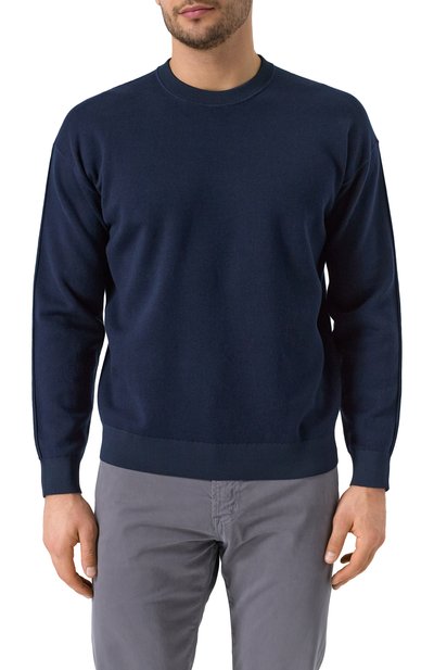 Джемпер из хлопка и шерсти BOSS темно-синего цвета по цене 23950 руб., арт. 50519624, фото 3 Джемпер из хлопка и шерсти BOSS, арт. 50519624, фото 3