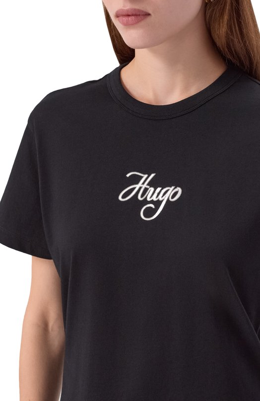 Хлопковая футболка HUGO 50550117 Чёрный  50550117 Фото 5