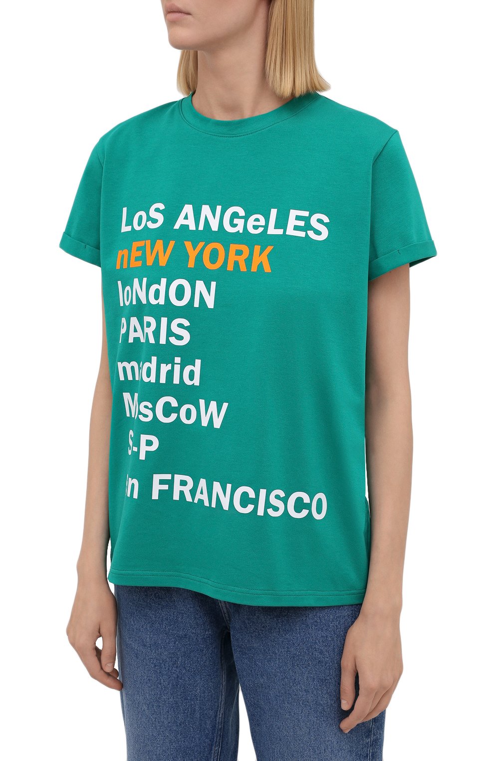 Хлопковая футболка SEVEN LAB, арт. T21-nEW YORK GO emerald, фото 3