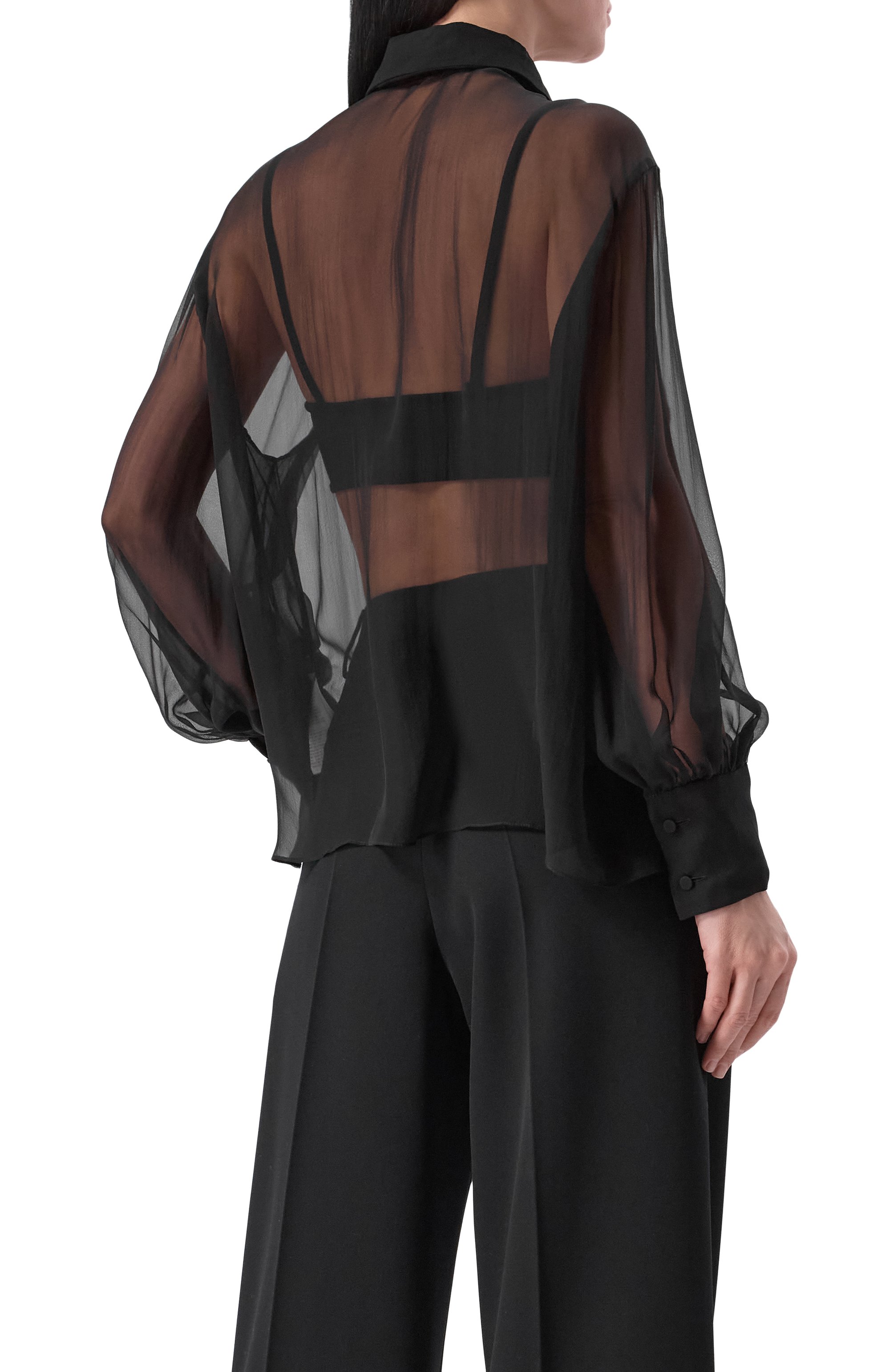 Шелковая блузка VALENTINO черного цвета по цене 199500 руб., арт. 5B0AB6T02UP, фото 4 Шелковая блузка VALENTINO, арт. 5B0AB6T02UP, фото 4