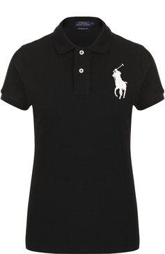 Женское хлопковое поло с вышитым логотипом бренда POLO RALPH LAUREN черного цвета, арт. 211505656 | Фото 1 (Длина (для топов): Стандартные; Материал внешний: Хлопок; Статус проверки: Проверено, Проверена категория; Рукава: Короткие; Стили: Кэжуэл; Материал сплава: Проставлено, Проверено; Драгоценные камни: Проставлено)