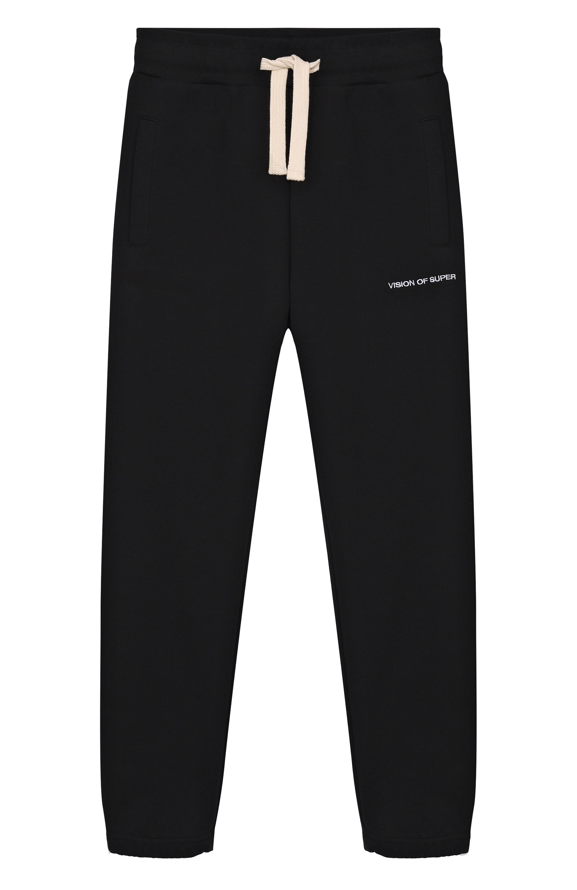 Хлопковые джоггеры VISION OF SUPER черного цвета по цене 9950 руб., арт. VSK00522, фото 1 Хлопковые джоггеры VISION OF SUPER, арт. VSK00522, фото 1