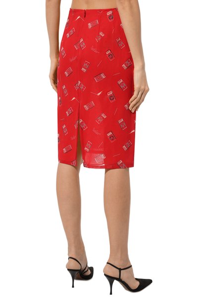 Шелковая юбка ULYANA SERGEENKO красного цвета по цене 110000 руб., арт. GNC001FW23P 2676т23, фото 4 Шелковая юбка ULYANA SERGEENKO, арт. GNC001FW23P 2676т23, фото 4