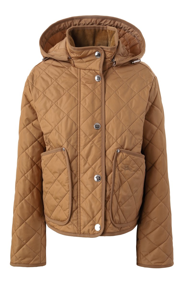 Женская куртка BURBERRY бежевого цвета, арт. 8070969 | Фото 1 (Длина (верхняя одежда): Короткие; Материал подклада: Синтетический материал; Рукава: Длинные; Материал сплава: Проставлено; Драгоценные камни: Проставлено; Кросс-КТ: Куртка, Легкие; Стили: Кэжуэл; Материал внешний: Синтетический материал)