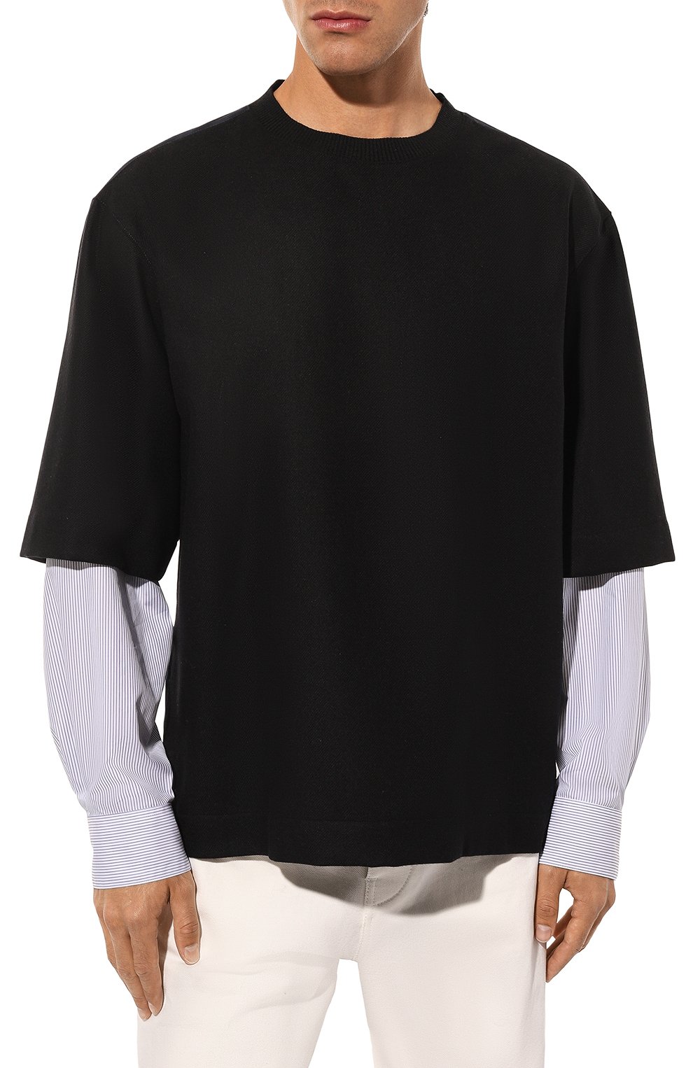 Комбинированный свитшот DRIES VAN NOTEN черного цвета по цене 69950 руб., арт. 242-020746-9261, фото 3 Комбинированный свитшот DRIES VAN NOTEN, арт. 242-020746-9261, фото 3