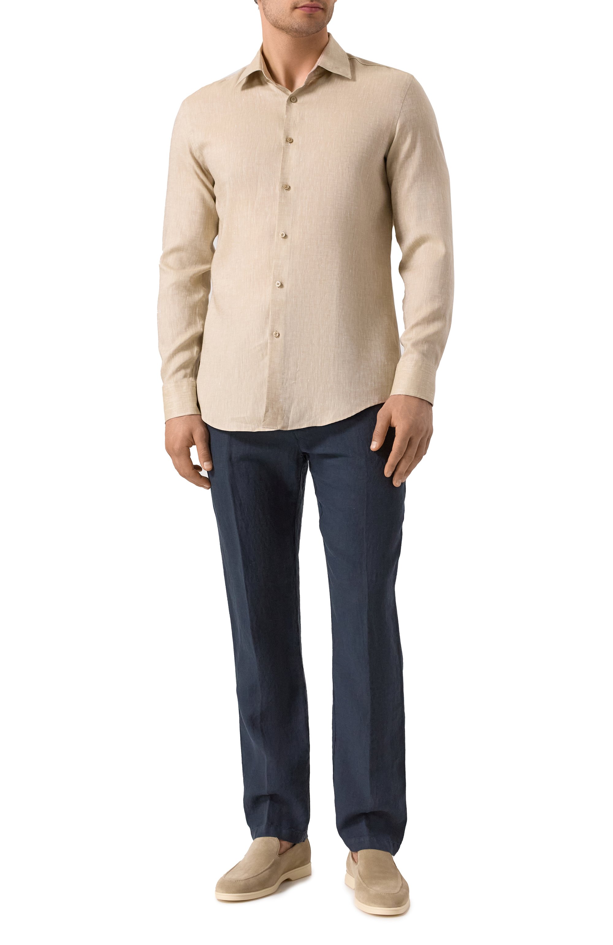 Льняная рубашка BOSS бежевого цвета по цене 22450 руб., арт. 50490234, фото 2 Льняная рубашка BOSS, арт. 50490234, фото 2