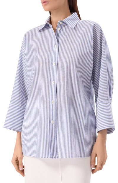 Рубашка изо льна и хлопка PIETRO BRUNELLI голубого цвета по цене 24950 руб., арт. CA2514/LI0028, фото 3 Рубашка изо льна и хлопка PIETRO BRUNELLI, арт. CA2514/LI0028, фото 3