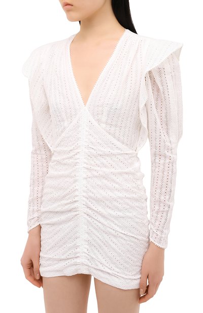 Хлопковое платье ISABEL MARANT белого цвета по цене 94450 руб., арт. R01919-21P024I/GETYA, фото 3 Хлопковое платье ISABEL MARANT, арт. R01919-21P024I/GETYA, фото 3