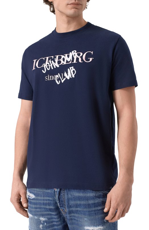 Хлопковая футболка Iceberg F010/6325 Синий  F010/6325 Фото 3