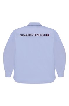 Детское хлопковая рубашка ELISABETTA FRANCHI LA MIA BAMBINA голубого цвета, арт. EFCA2380/CF026/4A-8A | Фото 2 (Материал внешний: Хлопок; Материал сплава: Проставлено; Рукава: Длинные; Драгоценные камни: Проставлено; Стили: Классический; Девочки-школьная форма: Блузки; Ростовка одежда: 4 года | 104 см, 6 лет | 116 см, 8 лет | 128 см)