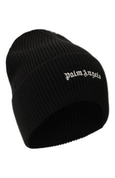 Мужская шапка PALM ANGELS черного цвета, арт. PMLC030F23KNI0031001 | Фото 1 (Материал: Синтетический материал, Текстиль, Шерсть; Материал сплава: Проставлено; Нос: Не проставлено; Кросс-КТ: Трикотаж)
