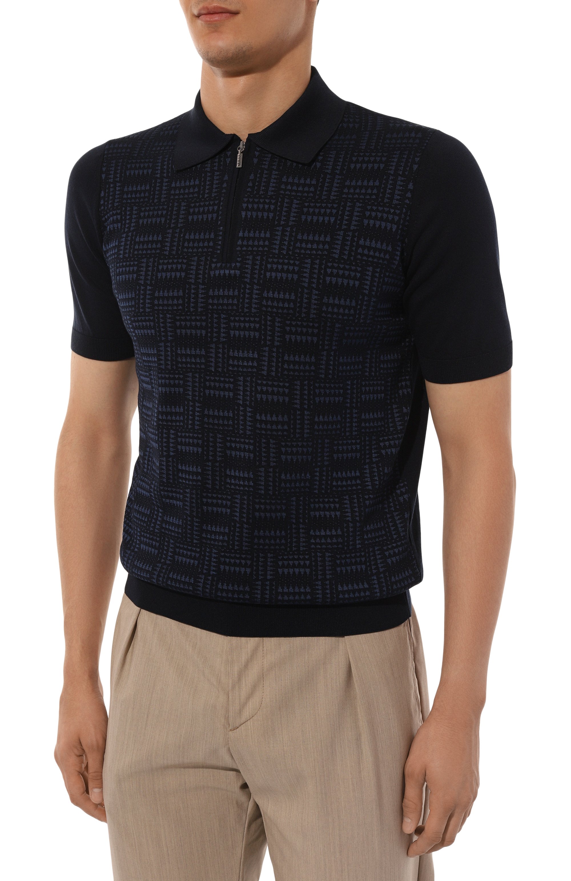 Поло из шелка и хлопка ZILLI темно-синего цвета по цене 119000 руб., арт. KZP002M0145VMPA00, фото 3 Поло из шелка и хлопка ZILLI, арт. KZP002M0145VMPA00, фото 3