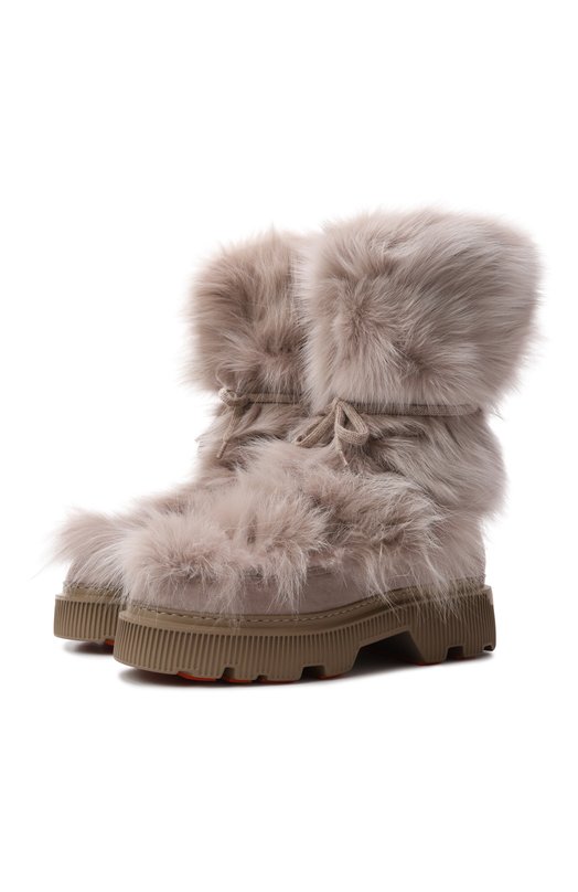 Полусапоги с мехом лисы Santoni WTCG71968GA2AHFT Бежевый WTCG71968GA2AHFT