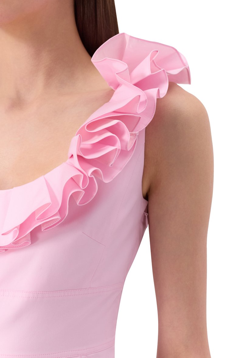 Женское хлопковое платье GIAMBATTISTA VALLI розового цвета, арт. 25SSPVCA5030-40P0P | Фото 5 (Материал внешний: Хлопок; Длина Ж (юбки, платья, шорты): Макси; Стили: Романтичный; Женское Кросс-КТ: Платье-одежда; Рукава: Без рукавов; Случай: Коктейльный)
