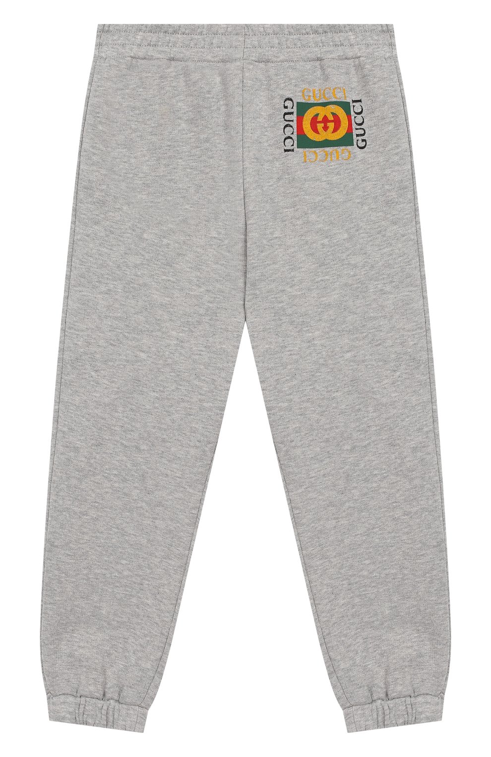 Хлопковые джоггеры с логотипом бренда GUCCI серого цвета по цене 19050 руб., арт. 503867/X3L00, фото 1 Хлопковые джоггеры с логотипом бренда GUCCI, арт. 503867/X3L00, фото 1