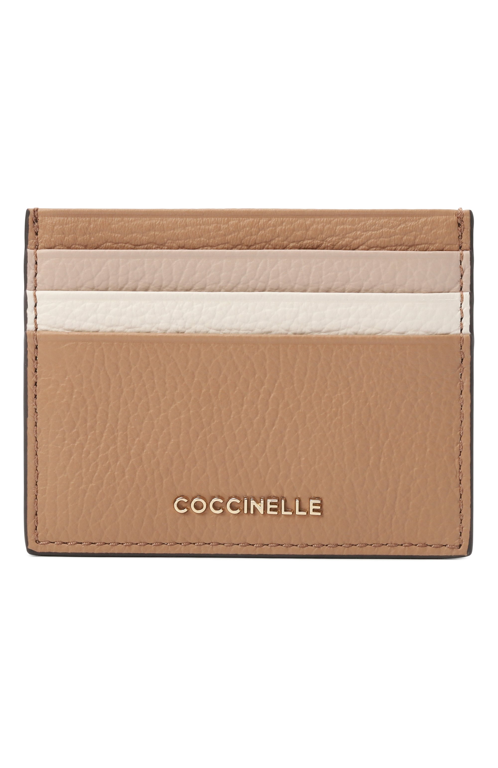 Кожаный футляр для кредитных карт COCCINELLE светло-бежевого цвета по цене 6050 руб., арт. E2M10129501, фото 1 Кожаный футляр для кредитных карт COCCINELLE, арт. E2M10129501, фото 1