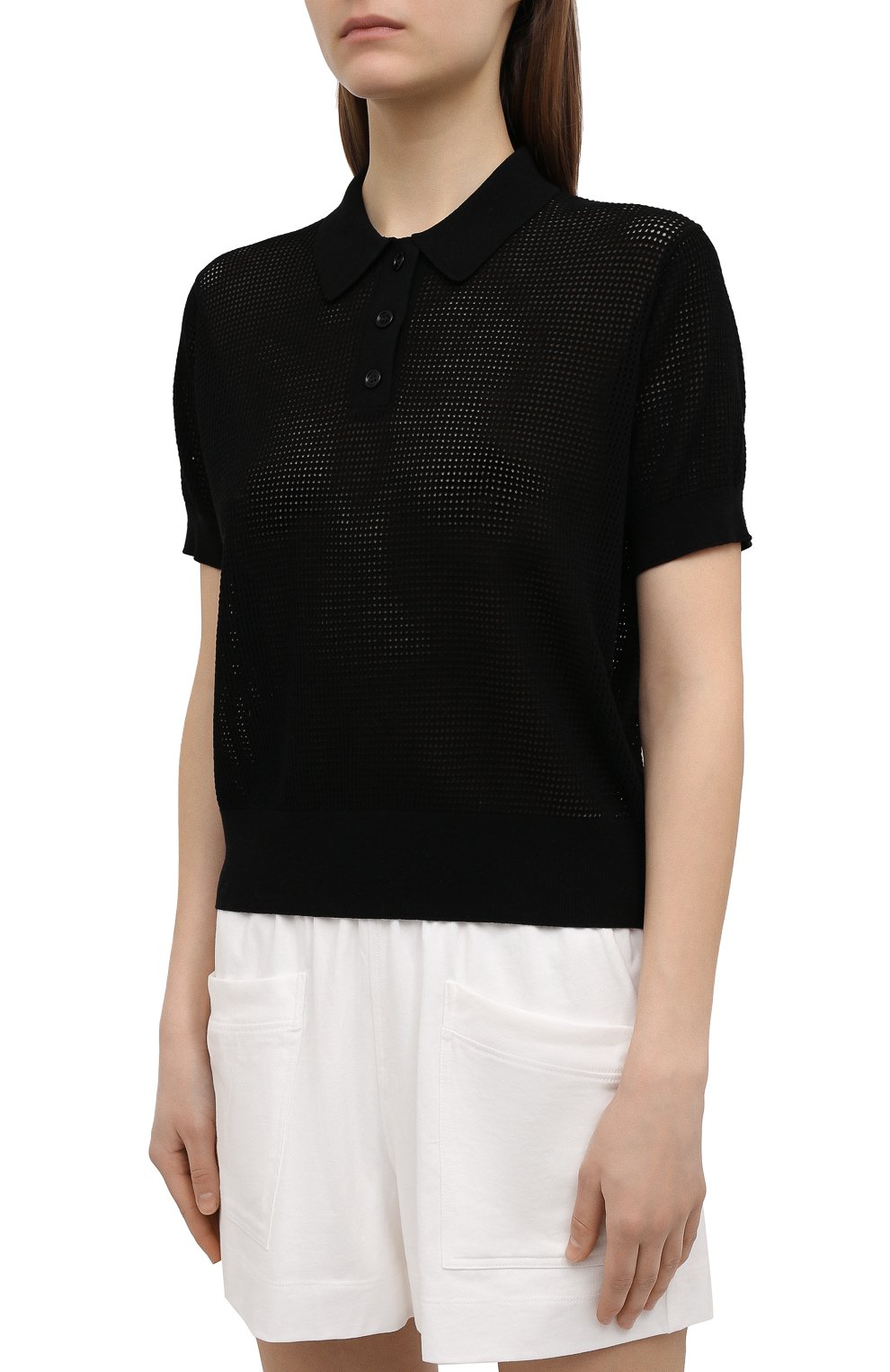 Поло из вискозы DRIES VAN NOTEN черного цвета по цене 49750 руб., арт. 211-11217-2700, фото 3 Поло из вискозы DRIES VAN NOTEN, арт. 211-11217-2700, фото 3