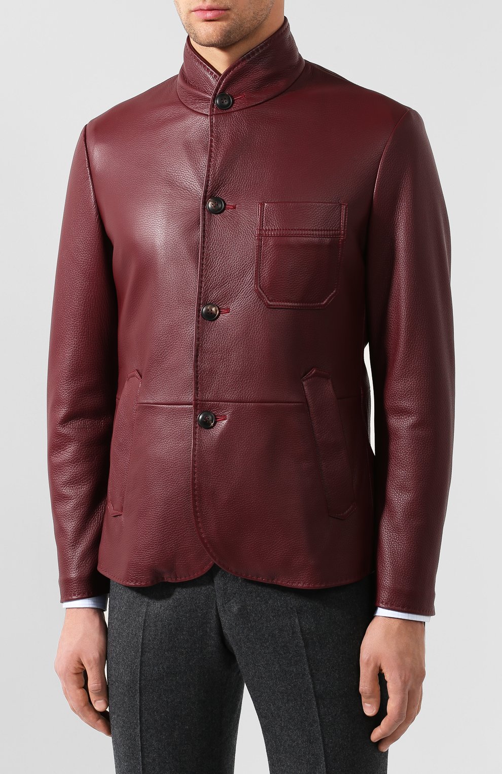 Кожаная куртка PAL ZILERI бордового цвета по цене 299500 руб., арт. P32PS747---B2182, фото 3 Кожаная куртка PAL ZILERI, арт. P32PS747---B2182, фото 3