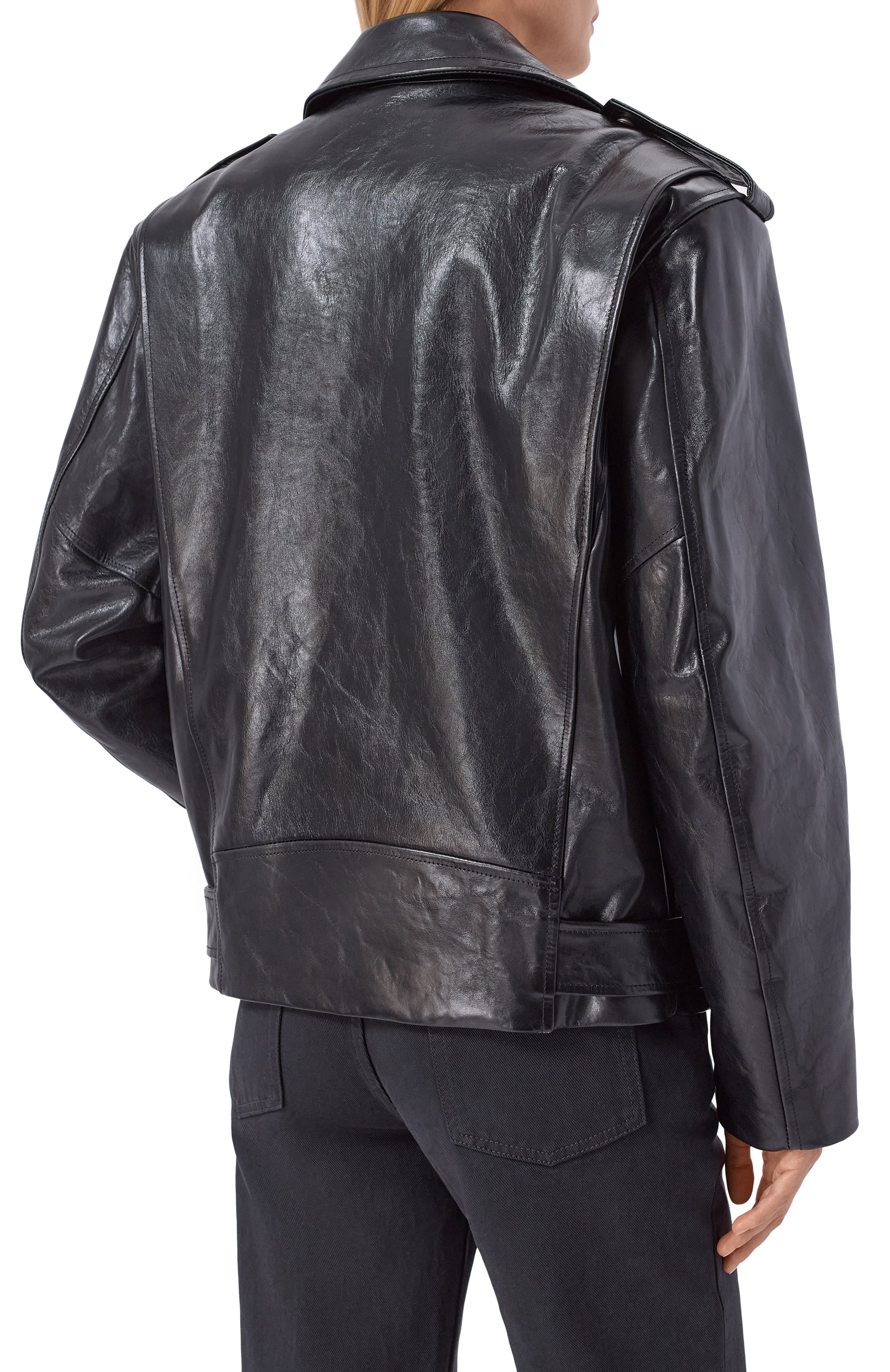 Кожаная куртка SAINT LAURENT черного цвета по цене 1360000 руб., арт. 865076/YCUX2, фото 4 Кожаная куртка SAINT LAURENT, арт. 865076/YCUX2, фото 4