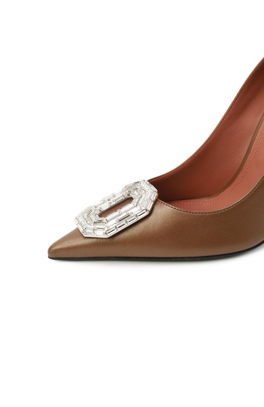 Текстильные туфли Camelia 105 Amina Muaddi CAMELIA PUMP 105 Коричневый  CAMELIA PUMP 105 Фото 7