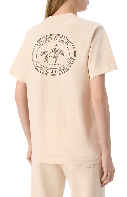 Хлопковая футболка Sporty and Rich T0043612244CR01 Кремовый  T0043612244CR01 Фото 4
