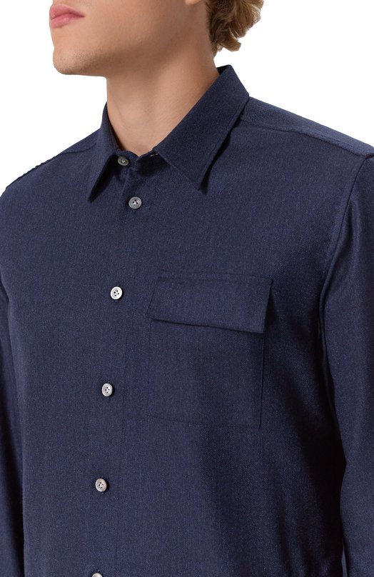 Шерстяная рубашка Kiton UMCBUBAK0167G01 Синий  UMCBUBAK0167G01 Фото 5