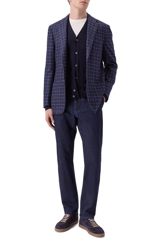 Пиджак из шерсти и шелка Kiton UG81K0128G02 Синий  UG81K0128G02 Фото 3