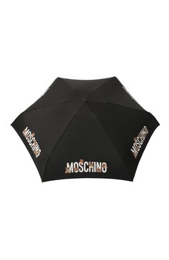 Женский складной зонт MOSCHINO черного цвета, арт. 8432 SUPERMINI | Фото 1 (Нос: Не проставлено; Материал сплава: Проставлено; Материал: Текстиль, Синтетический материал, Металл; Тематический товар: Teddy Bear)