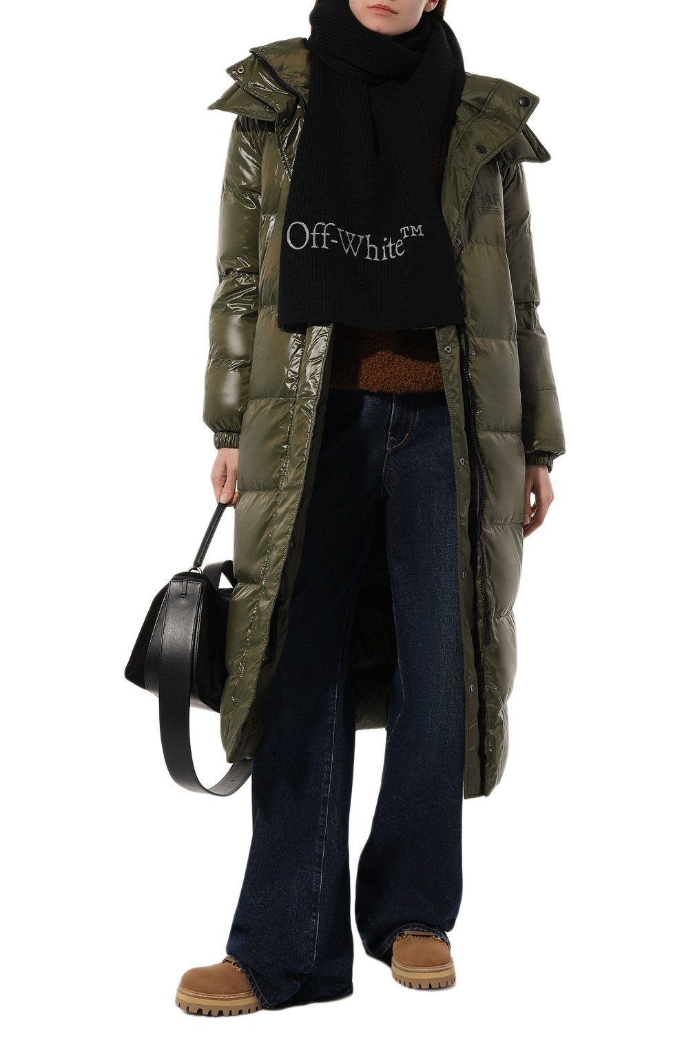 Шерстяной шарф OFF-WHITE черного цвета по цене 47200 руб., арт. 0WMA060F23KNI001, фото 2 Шерстяной шарф OFF-WHITE, арт. 0WMA060F23KNI001, фото 2