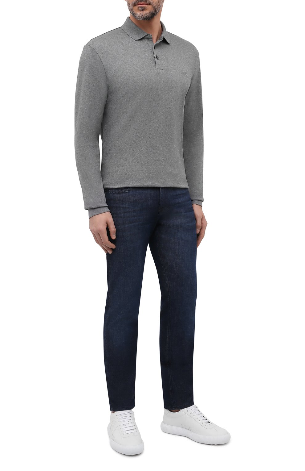 Хлопковое поло BOSS серого цвета по цене 12400 руб., арт. 50391826, фото 2 Хлопковое поло BOSS, арт. 50391826, фото 2