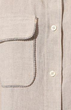 Женская льняная рубашка FORTE DEI MARMI COUTURE светло-бежевого цвета, арт. 24SF1106-C | Фото 5 (Материал сплава: Проставлено; Материал внешний: Лен; Драгоценные камни: Проставлено; Рукава: Длинные; Длина (для топов): Удлиненные; Стили: Кэжуэл; Женское Кросс-КТ: Рубашка-одежда; Принт: Без принта; Кросс-КТ: костюм)