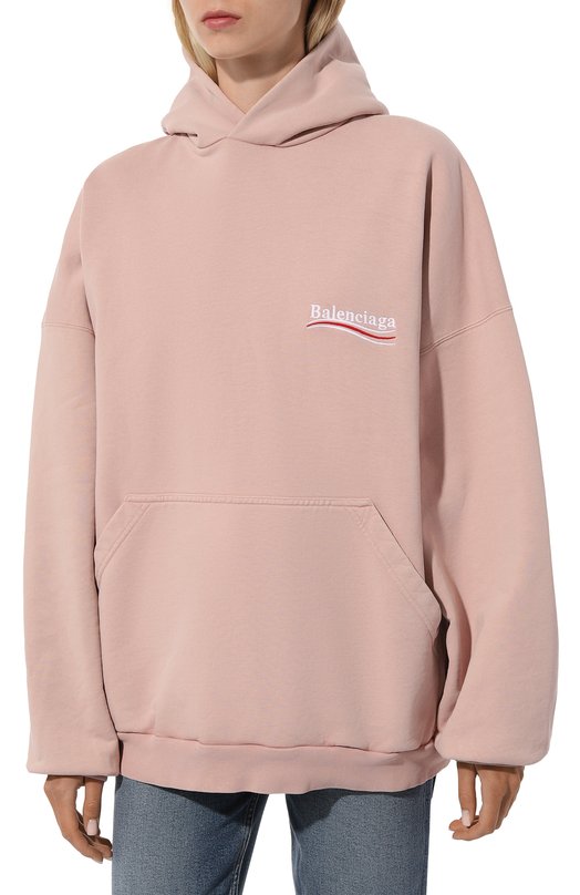 Хлопковое худи Balenciaga 739024/TKVI9 Розовый  739024/TKVI9 Фото 3