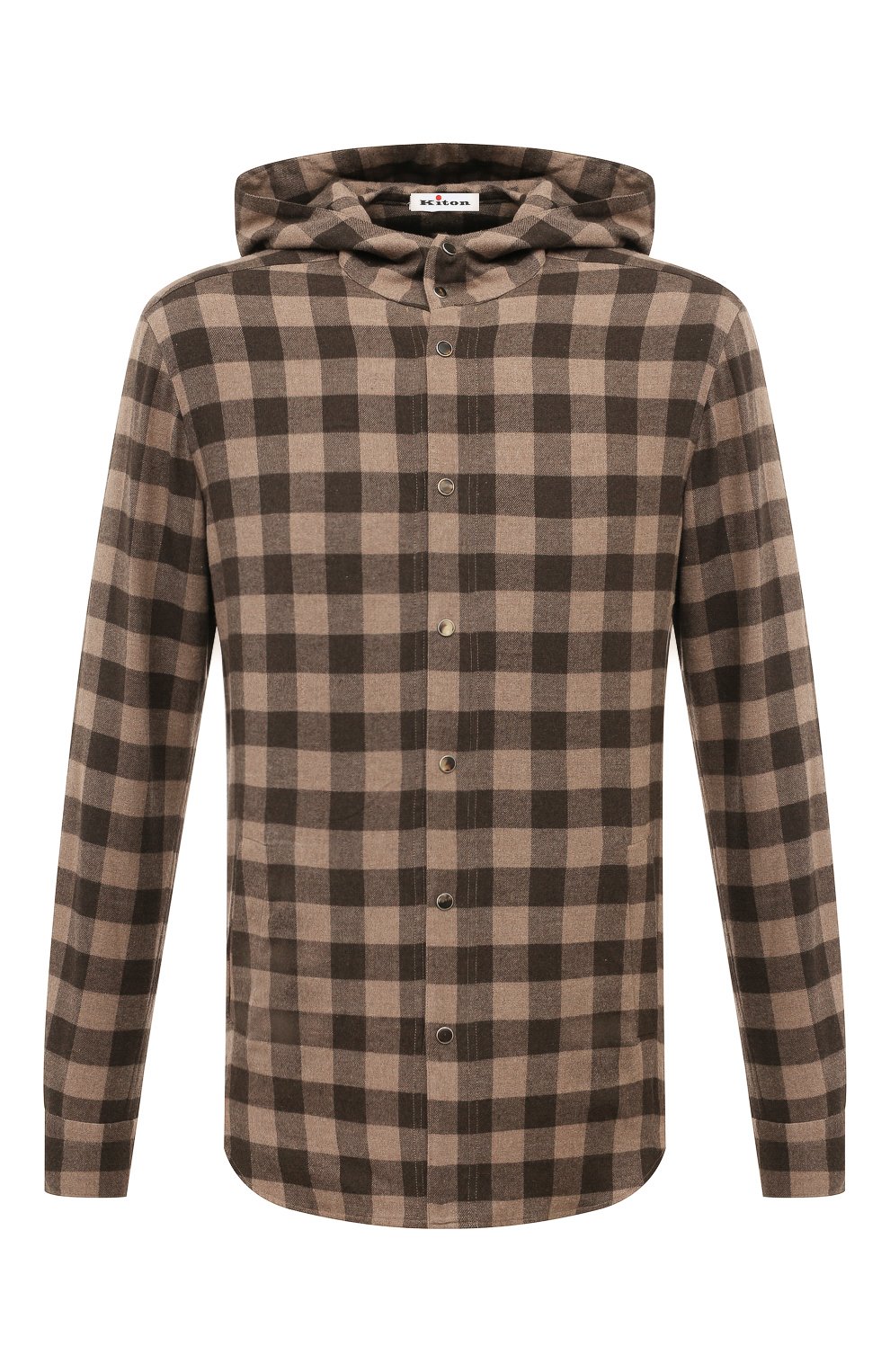 Хлопковая рубашка KITON коричневого цвета по цене 58950 руб., арт. UMCMARH0864507, фото 1 Хлопковая рубашка KITON, арт. UMCMARH0864507, фото 1