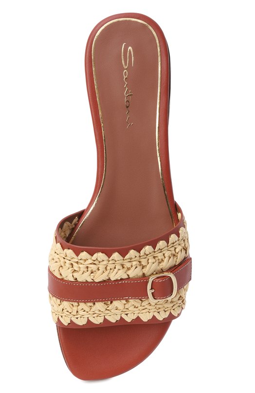 Комбинированные шлепанцы Santoni WHPG72211HA1TYIA Бежевый  WHPG72211HA1TYIA Фото 6