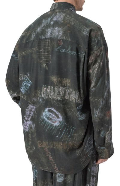 Рубашка из вискозы BALENCIAGA темно-зеленого цвета по цене 163000 руб., арт. 857811/TTL78, фото 4 Рубашка из вискозы BALENCIAGA, арт. 857811/TTL78, фото 4