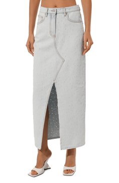 Женская джинсовая юбка MSGM голубого цвета, арт. 3641MDD234L/247268 | Фото 3 (Материал внешний: Хлопок, Деним; Кросс-КТ: Деним; Стили: Гранж; Женское Кросс-КТ: Юбка-карандаш; Длина Ж (юбки, платья, шорты): Макси)