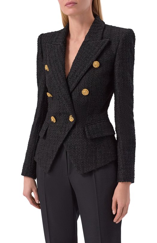 Твидовый жакет Balmain GF1SI505/XL81 Чёрный  GF1SI505/XL81 Фото 3