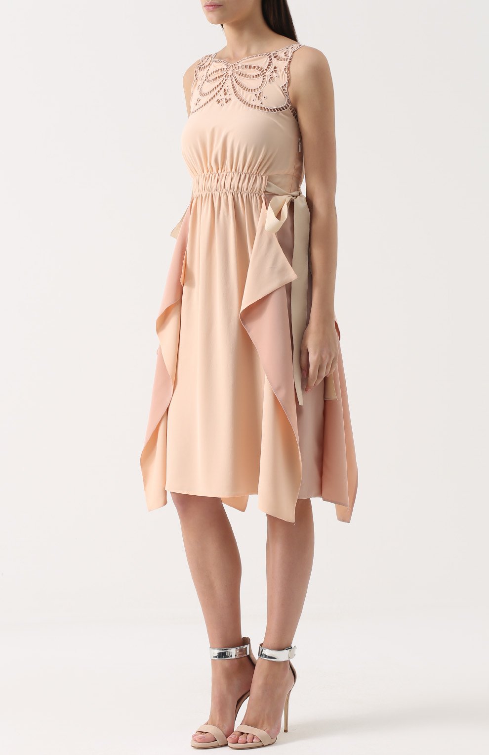 Шелковое платье с оборками и кружевной отделкой FENDI, арт. FD9295/02R, фото 3