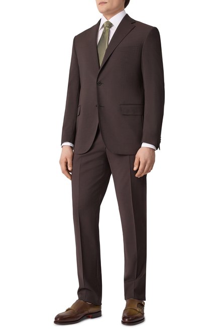 Мужской шерстяной костюм CORNELIANI темно-коричневого цвета, арт. 256008-2518563_SET | Фото 1 (Материал сплава: Проставлено; Драгоценные камни: Проставлено; Материал внешний: Шерсть; Рукава: Длинные; Стили: Классический; Костюмы М: Однобортный)