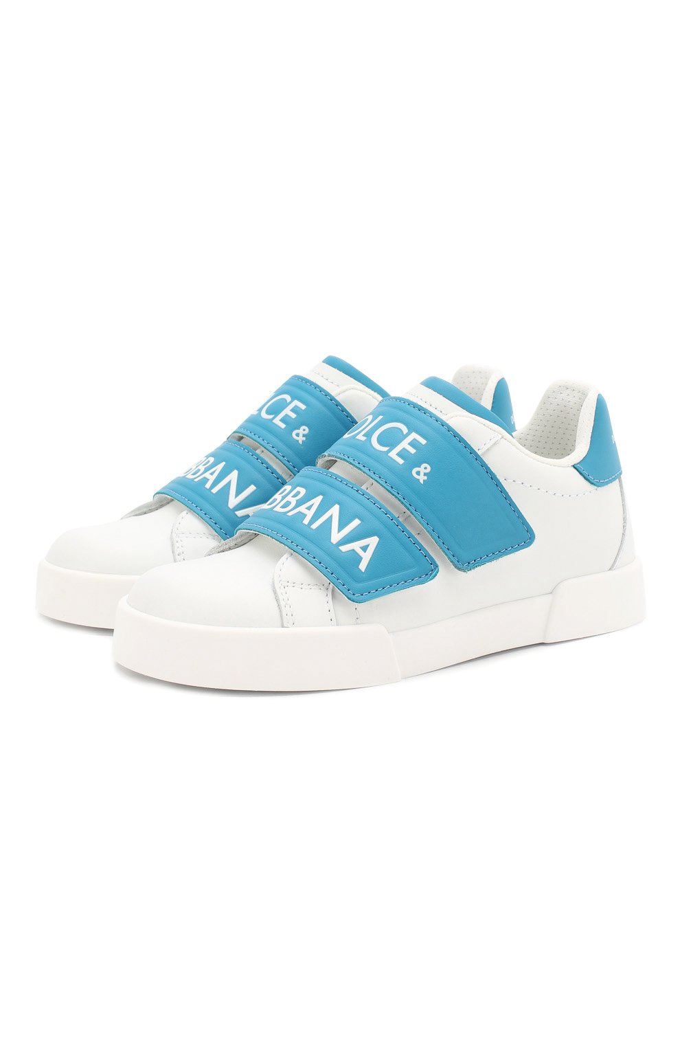 Кожаные кеды с застежками велькро DOLCE & GABBANA белого цвета по цене 31450 руб., арт. DA0688/AZ634/29-36, фото 1 Кожаные кеды с застежками велькро DOLCE & GABBANA, арт. DA0688/AZ634/29-36, фото 1