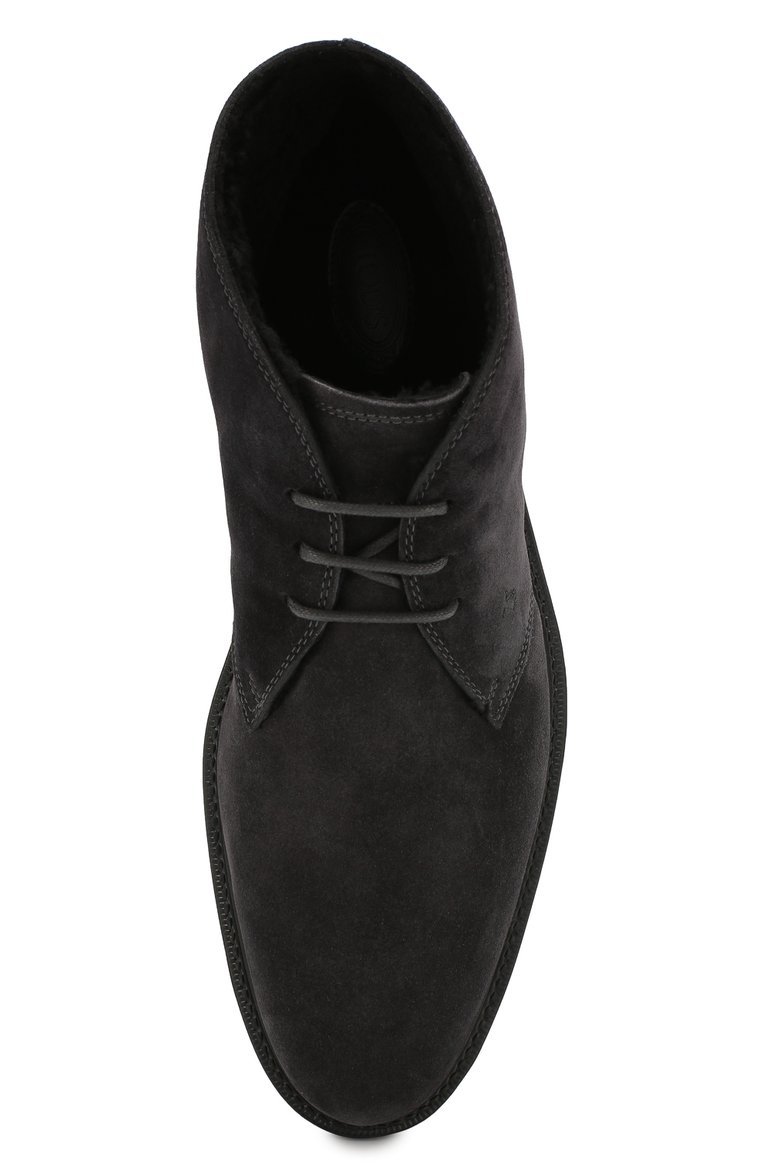 Мужские замшевые ботинки TOD’S темно-серого цвета, арт. XXM45A00D82RE0 | Фото 5 (Подошва: Плоская; Мужское Кросс-КТ: Дезерты-обувь, зимние ботинки; Статус проверки: Проверена категория; Материал внешний: Замша, Натуральная кожа; Материал утеплителя: Натуральный мех; Драгоценные камни: Проставлено; М�атериал сплава: Проставлено)