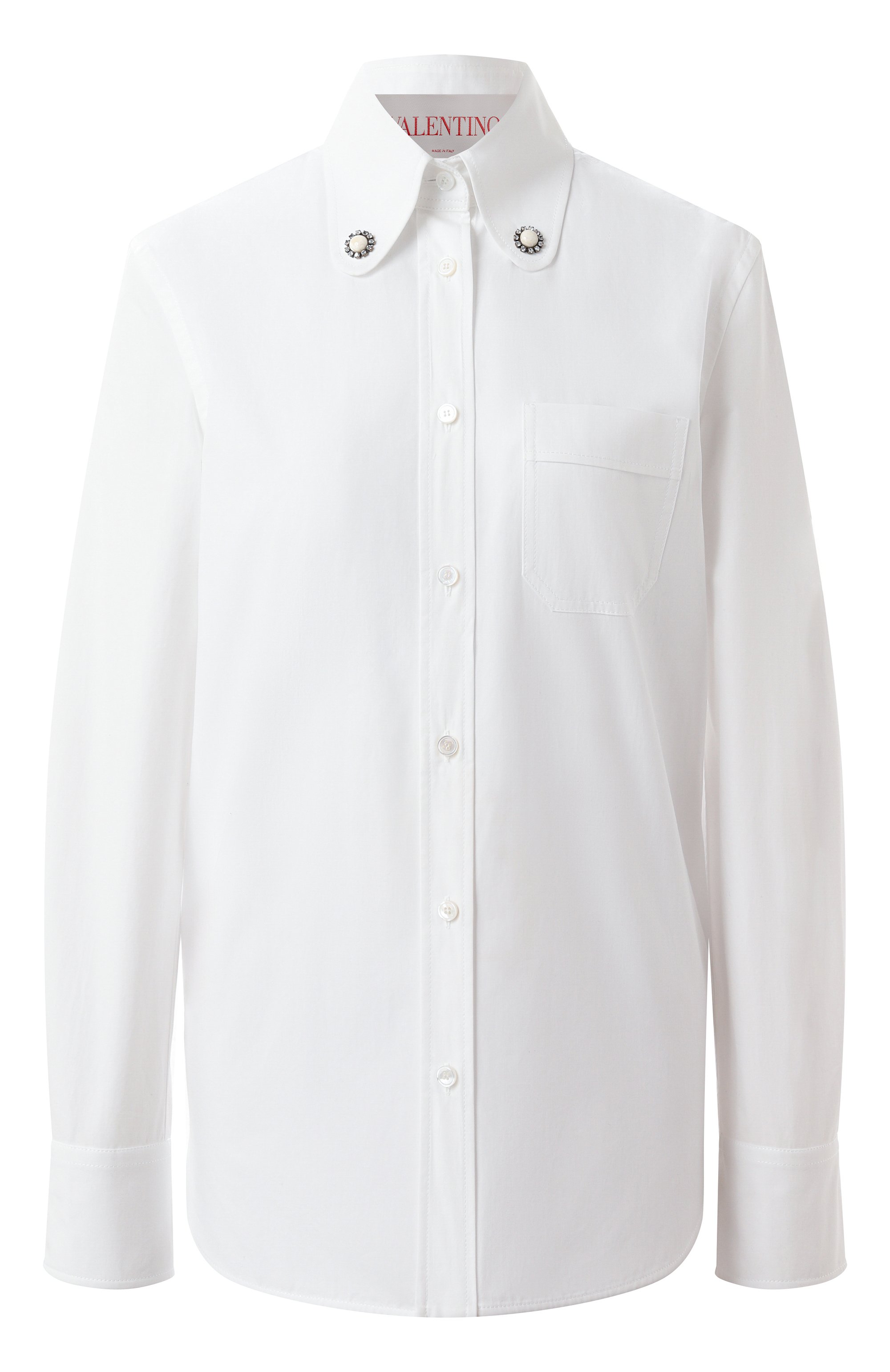 Хлопковая рубашка VALENTINO белого цвета по цене 134500 руб., арт. 6B3AB7805A6, фото 1 Хлопковая рубашка VALENTINO, арт. 6B3AB7805A6, фото 1
