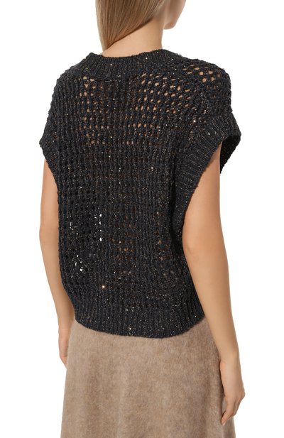 Жилет из шелка и льна BRUNELLO CUCINELLI, арт. MEA360402P, фото 4