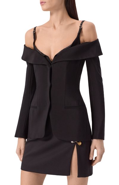 Жакет из вискозы и шерсти MUGLER черного цвета по цене 246000 руб., арт. 25P1VE0453196, фото 3 Жакет из вискозы и шерсти MUGLER, арт. 25P1VE0453196, фото 3