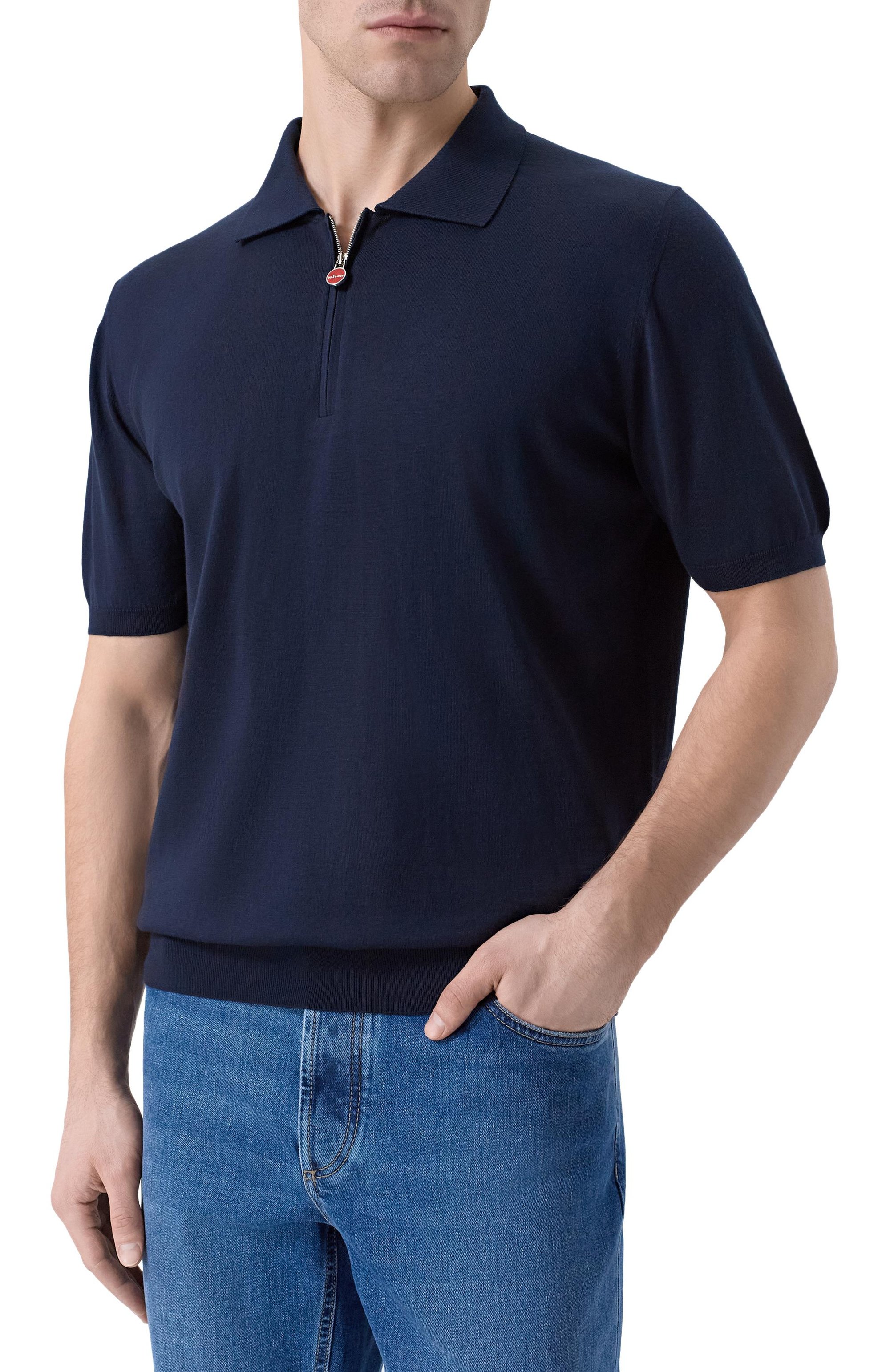 Хлопковое поло KITON темно-синего цвета по цене 133500 руб., арт. UMKX33Z, фото 3 Хлопковое поло KITON, арт. UMKX33Z, фото 3