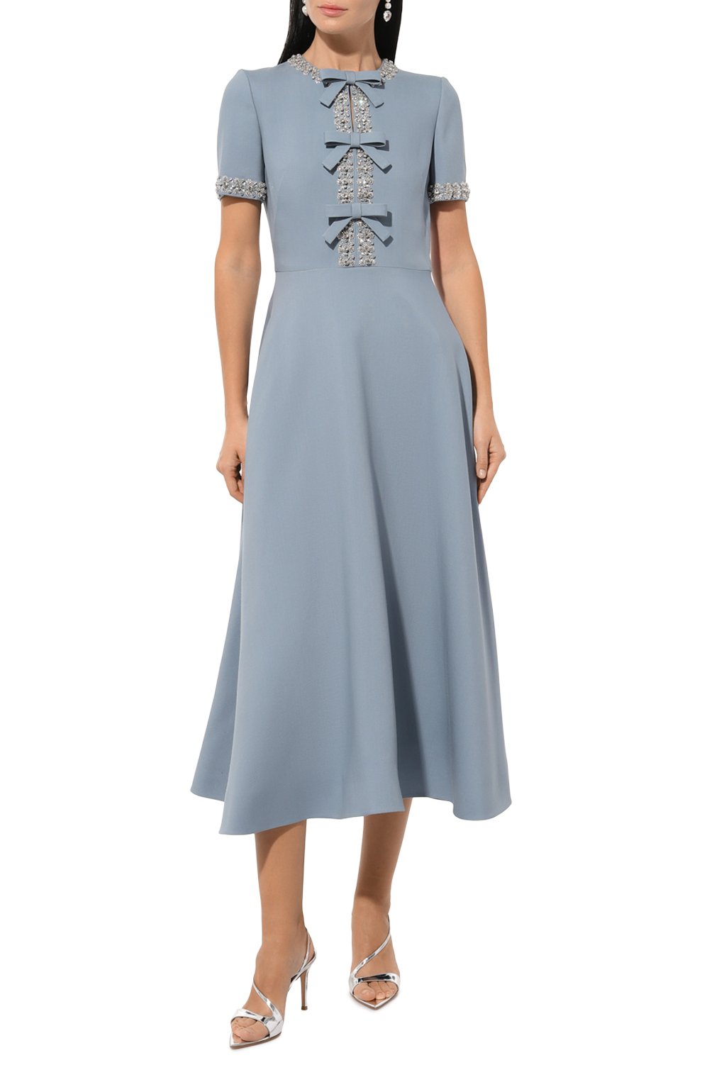 Платье из шерсти и шелка VALENTINO голубого цвета по цене 777000 руб., арт. 5B3VAAC61CF, фото 2 Платье из шерсти и шелка VALENTINO, арт. 5B3VAAC61CF, фото 2